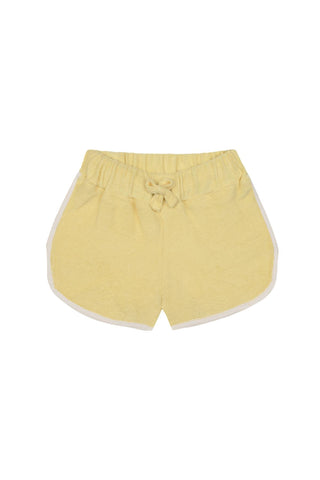 Yellow Towel Sleeveless Top Shorts Set with White Details