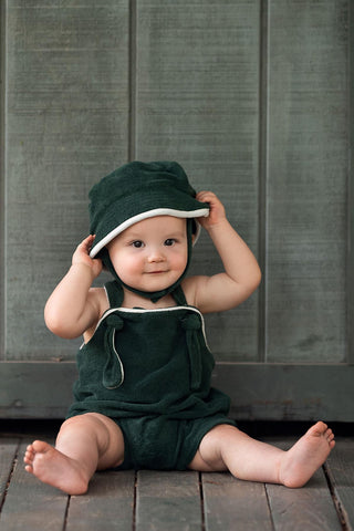 Green Towel Short Overall with White Details