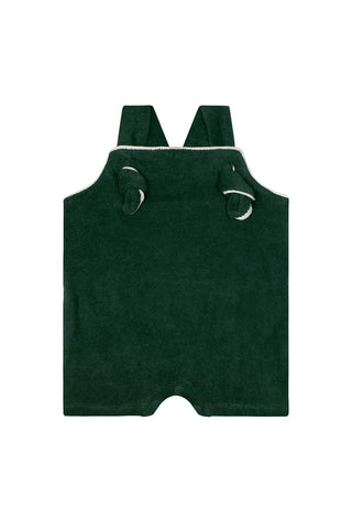 Green Towel Short Overall with White Details