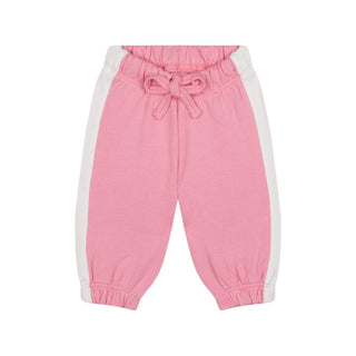 Pink 3 PLY Sweatshirt + Pants Set with Contrast White