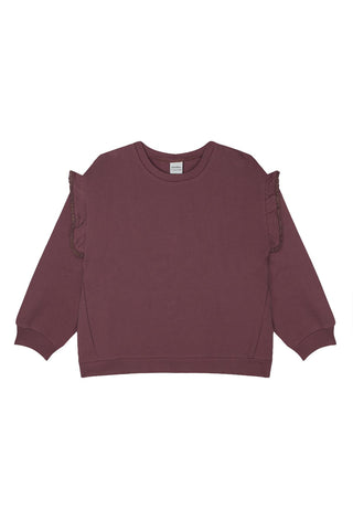 Bordo Dantel Detaylı Sweatshirt
