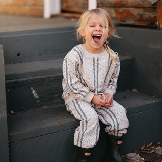 Vertical Flowers Sweatshirt Pants Set