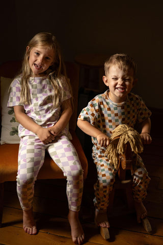 Checkerboard Hearts Short Short Sleeve Tee Short Pyjama