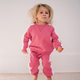 Cherry Sweatshirt Pants Set with Contrast White