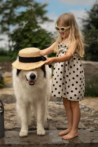 Navy Polka Dot Ruffled Dress