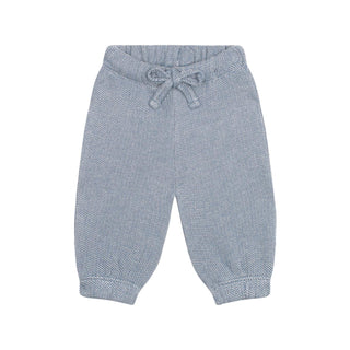 Blue Textured 3 PLY Sweatshirt with Bear Ears + Pants Set