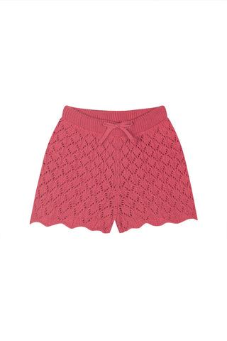 Pink Jacquard Knit Sleveless Top Short Set