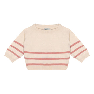 Pink Striped Cream Knit Long Set