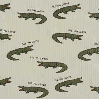 Crocodile Fun Print Rib Overalls