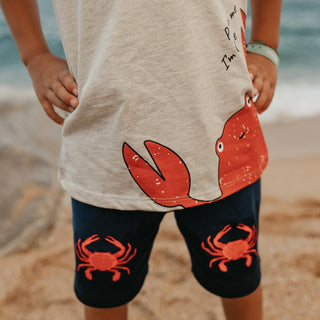 Navy Short with Crab Embroidery
