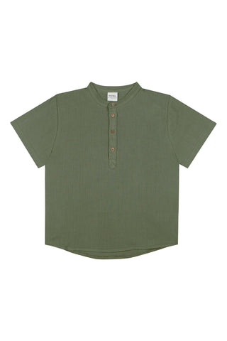 Green Muslin Short Sleeve Top Short Set